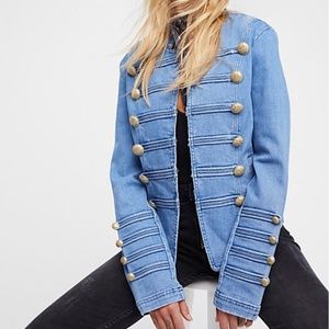 Free People Military Denim Jacket Size XS - Like New